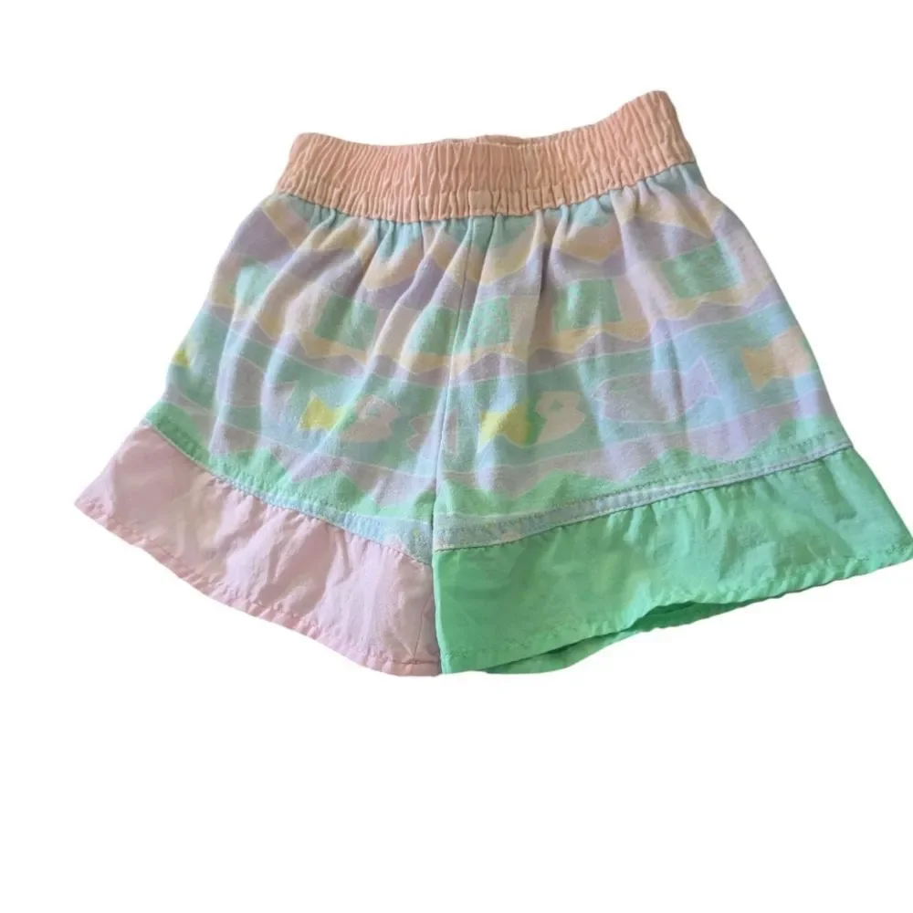 Oshkosh B'Gosh Rare Vintage Pastel Florescent Fish  Geometric‎ Print Shorts